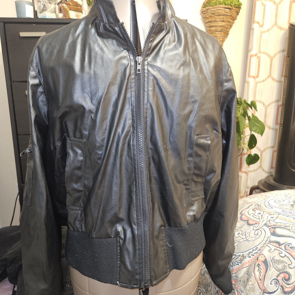 Last Kiss Shiny Black Bomber Jacket